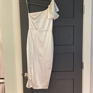 Lulu’s White Satin One Shoulder Dress